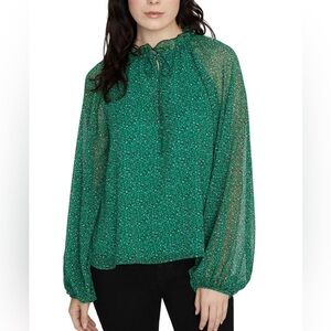 Sanctuary Green Leopard Print Blouse